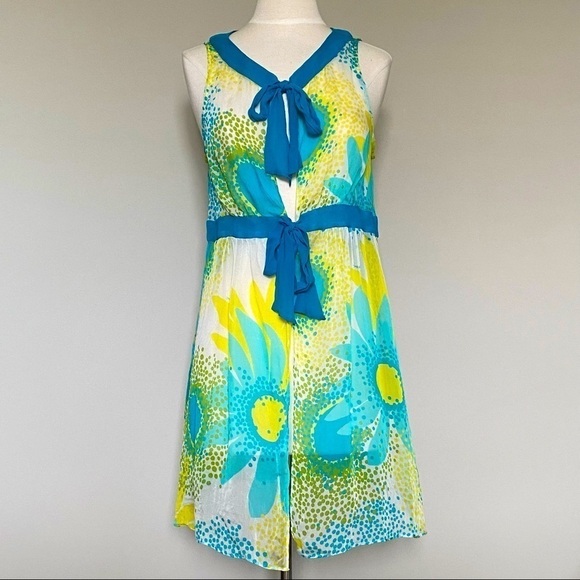 Milly Cabana Tie Front Floral Silk Swim Coverup, M - Picture 1 of 11